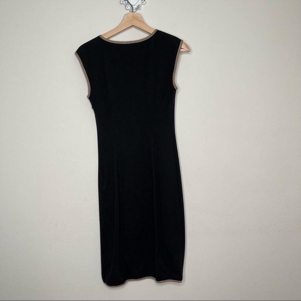 Club Monaco black dress with 100% sheep leather tan details. - Picture 3 of 10